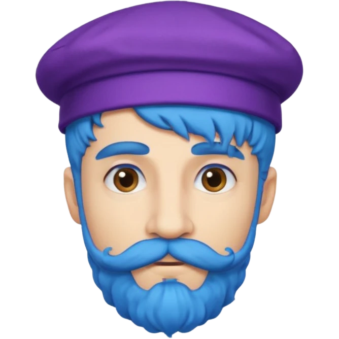 blue haired man and purple hat and mustache emoji