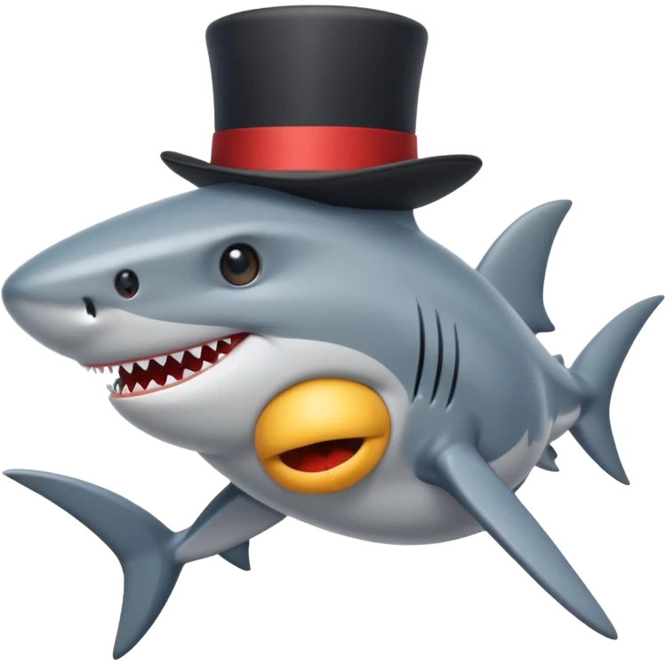 Shark with a top hat emoji