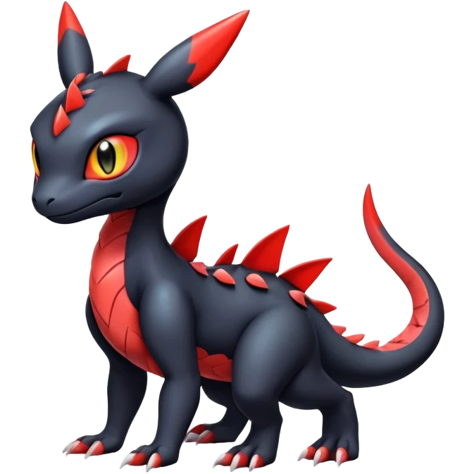 Cute Shiny Guilmon-Quilava-Salandit-Umbreon-Fakémon-hybrid-creature (full body)  emoji