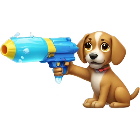 Dog shooting water gun emoji