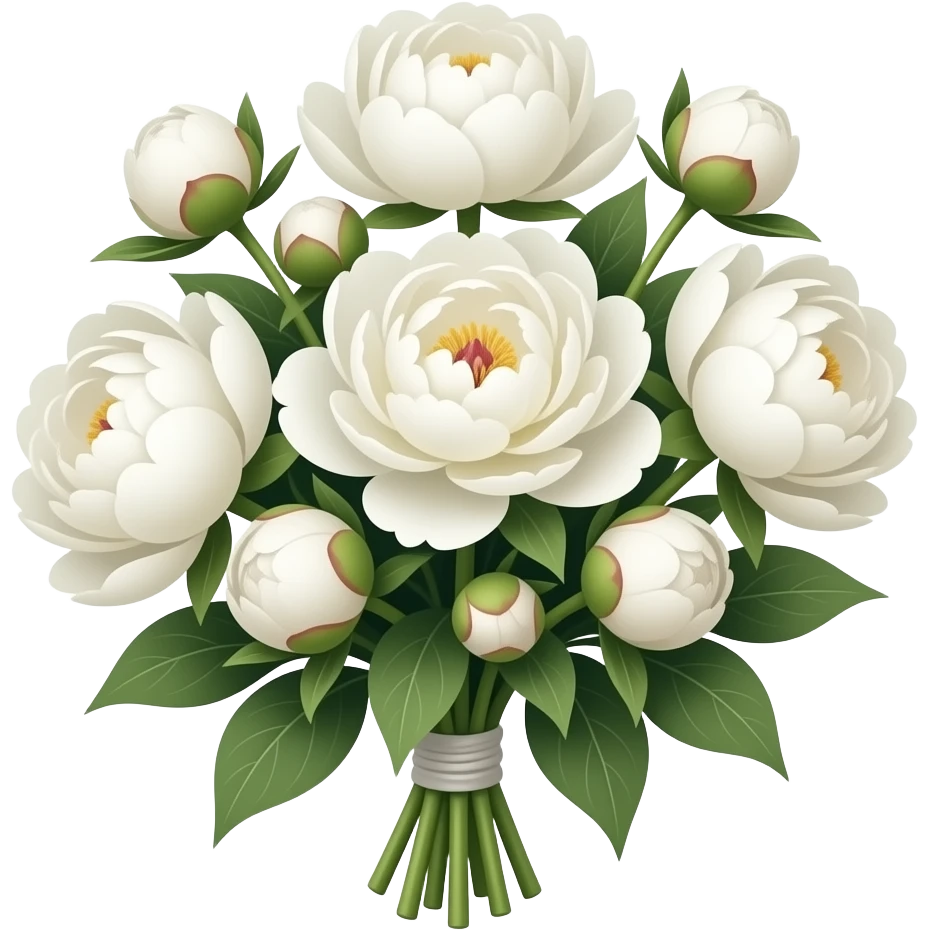 i want a collection of white peonies much m,or natural collection can you make a ntural bouquet emoji