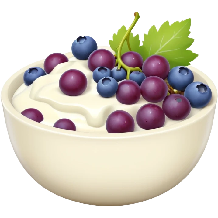 yoghurt bowl with grapes and blueberries emoji