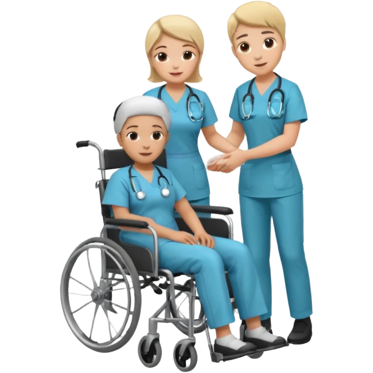 a nurse is taking care of a person in wheelchair emoji