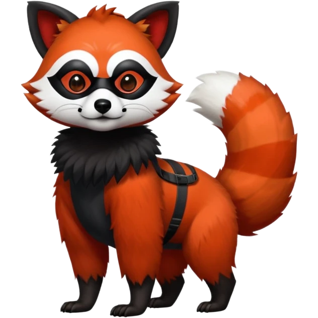 Realistic cool edgy 4-legged quadrupedal Red-Panda-Lemur-Raccoon-Dog-Red-Fox-animal-fusion-hybrid, Full body emoji
