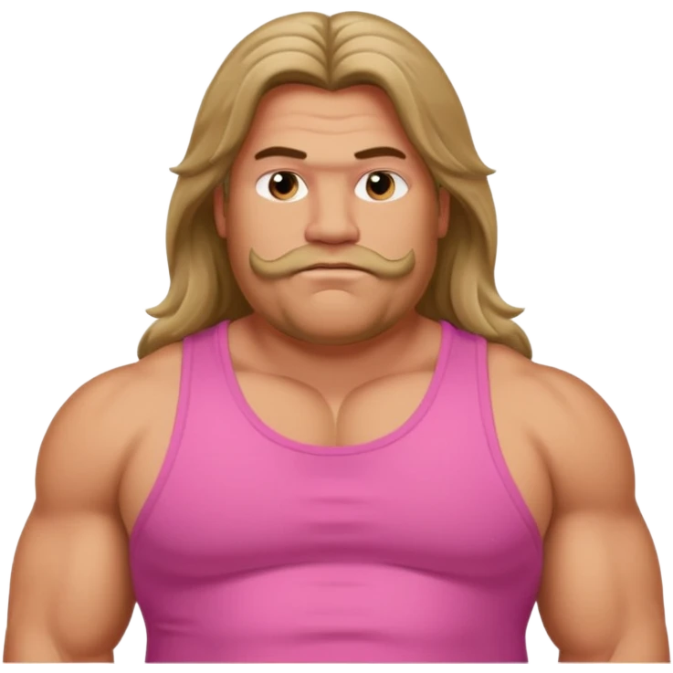 Long hair fat muscle men in pink tank top emoji