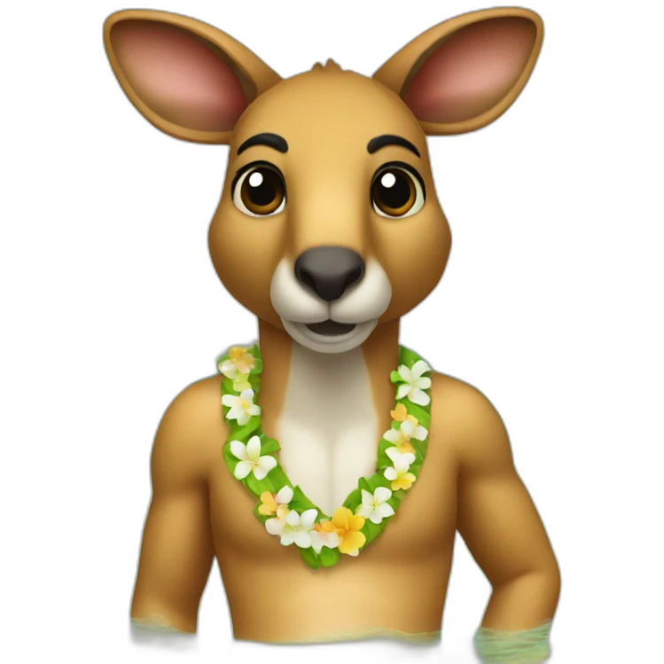 a kangaroo wearing an hawaii bath trunk emoji
