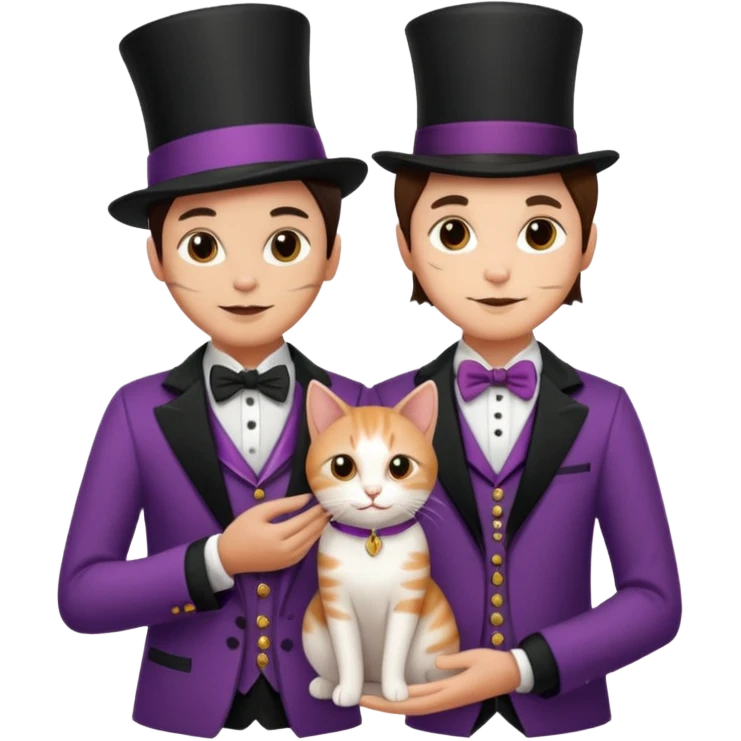 magician couple and their pet cat emoji