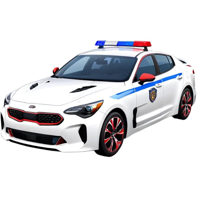 Police Car - Kia Stinger (Model Year: 2018) (Iconic Colour: White with blue and red markings) emoji