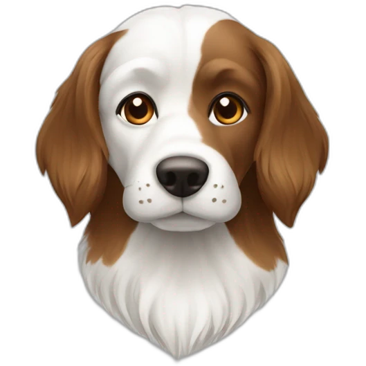 A head of dog white and brown avec des poils emoji