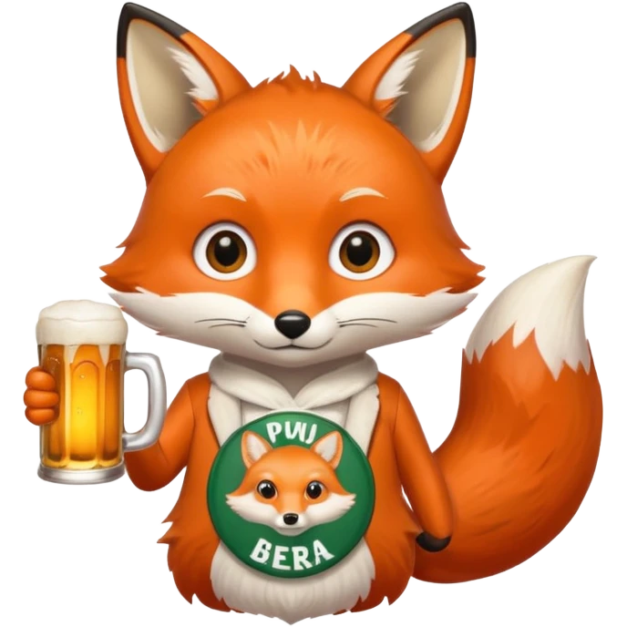 Un renard style manga qui tien une bierre marqué pmu-sama emoji