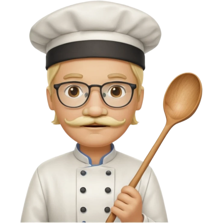 chef with spoon, blonde, with mustace, wearing glasses emoji