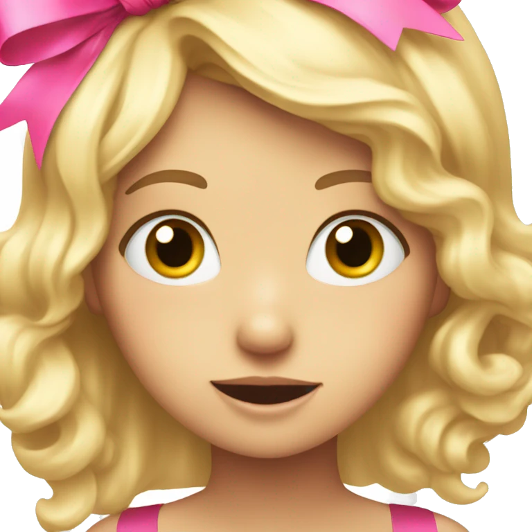 Surprised with blonde hair and pink ribbon and sparkling eyes emoji
