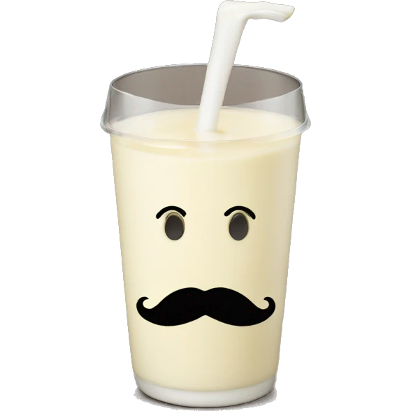 smiley face with a mustache made out of milk emoji