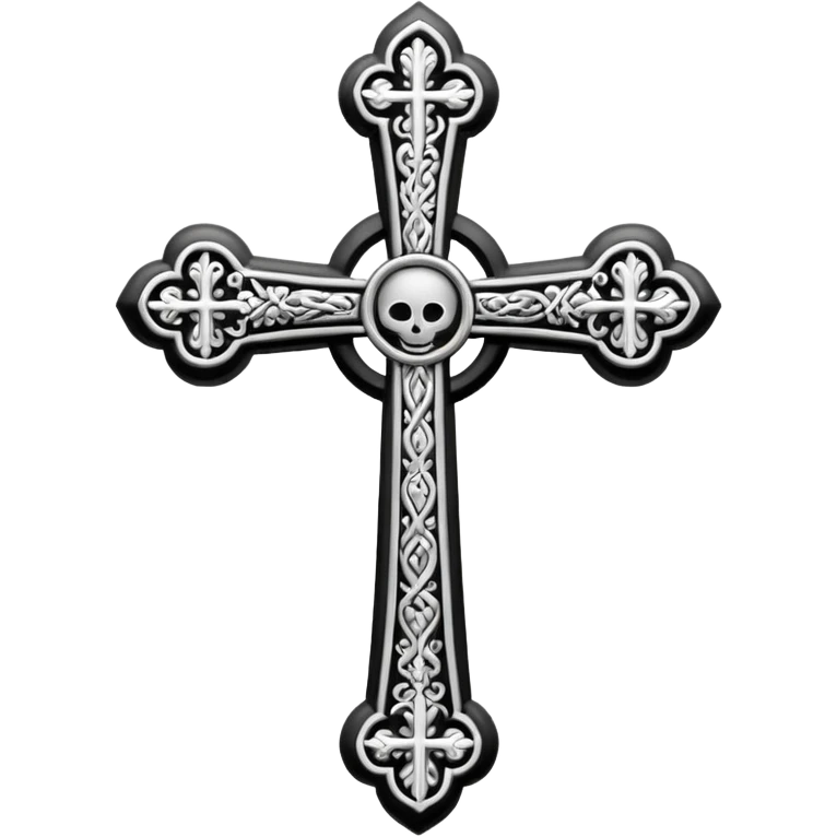 a black and white detailed cross emoji