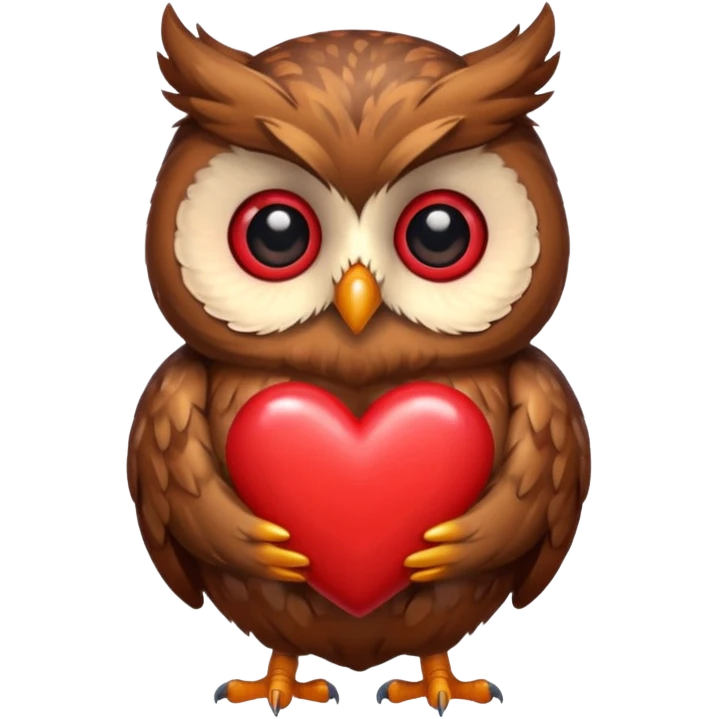 Owl holding several hearts emoji
