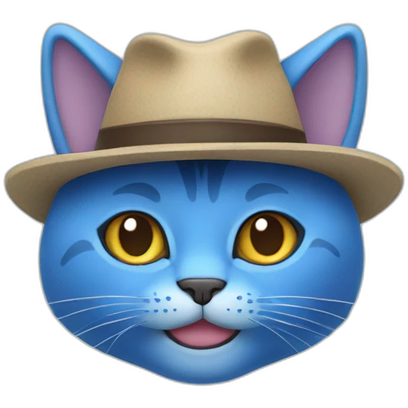 Blue cat with a hat emoji