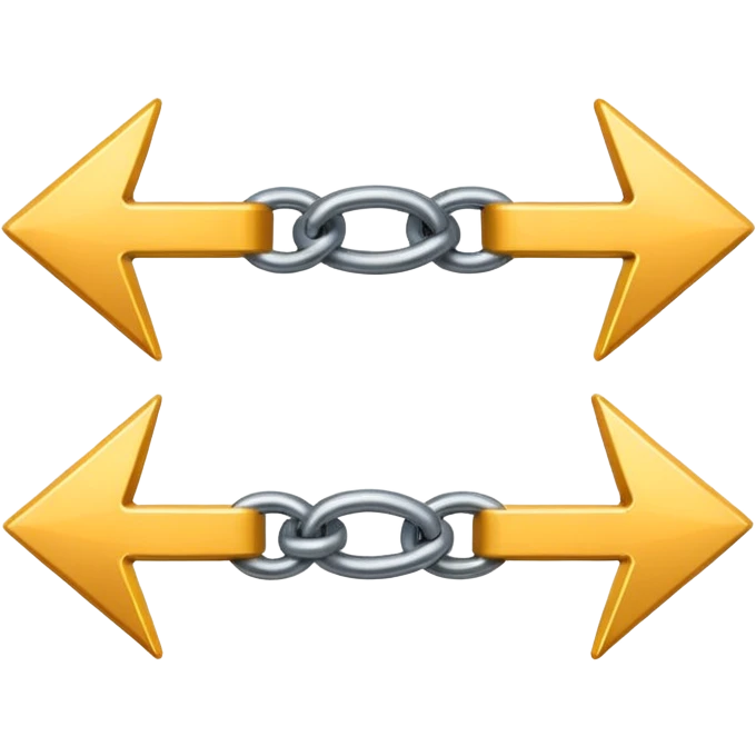 minimal iOS emoji of a single arrow going through a chain link from left to right, conveying smart connection and clear direction, modern and professional emoji