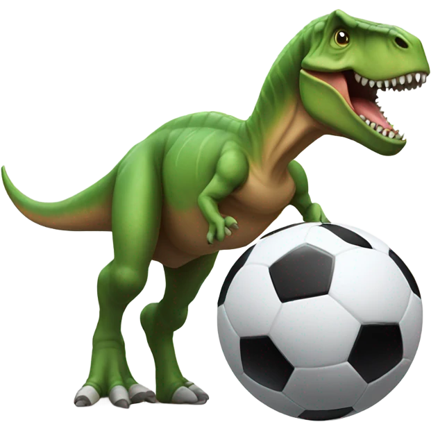 Dinosaur kicking a soccer ball  emoji