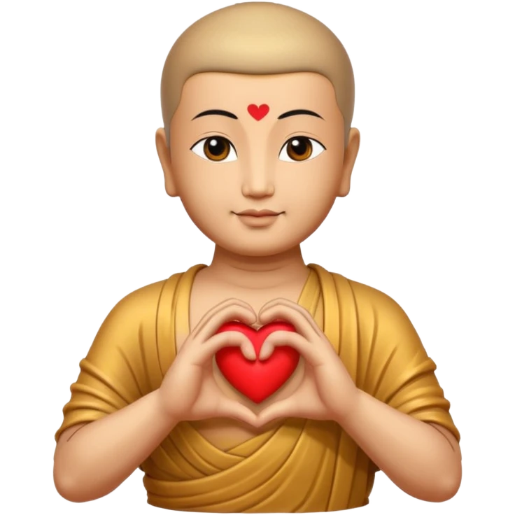 Buddha makes a heart shape with his hands. emoji