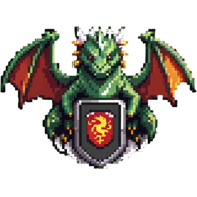 Shield badge with a fierce dragon protecting a computer, cybersecurity theme emoji