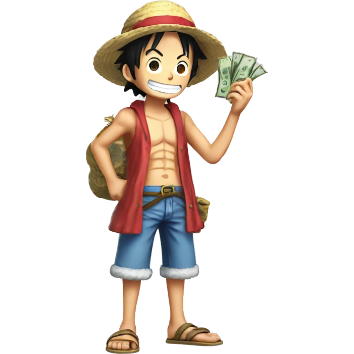 One Piece Ruffy with money in his hand emoji