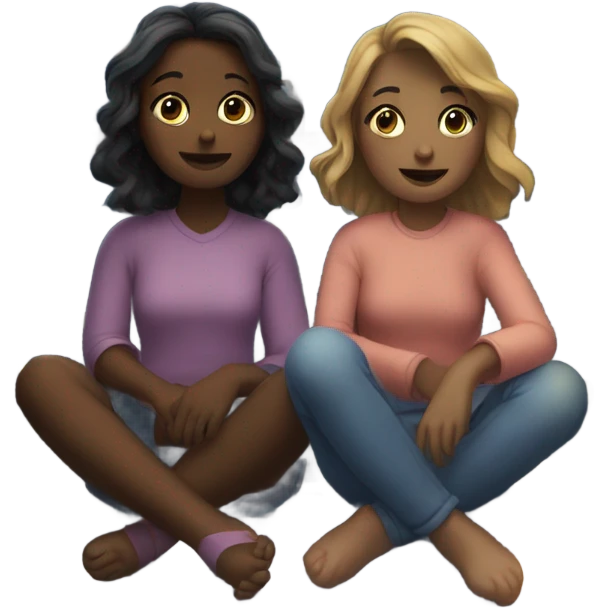 two girls sitting by the window at night emoji