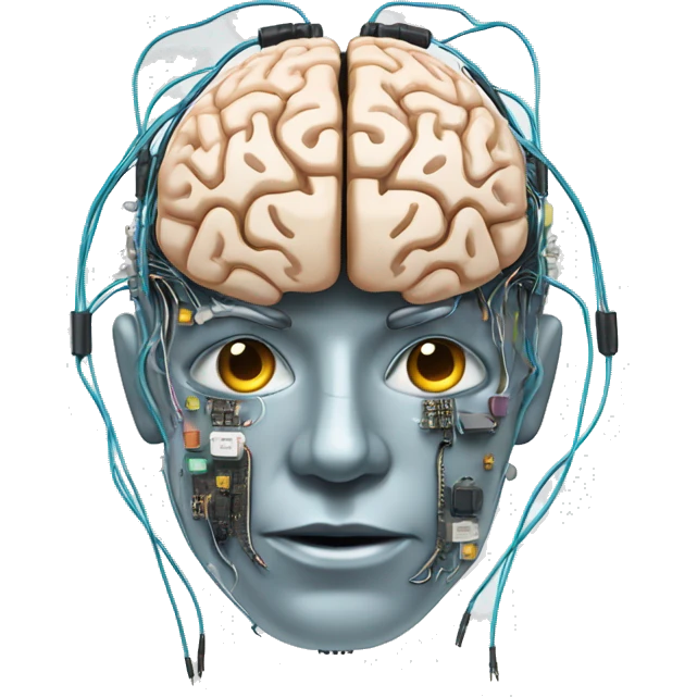 Cyborg brain with circuitry and wires emoji