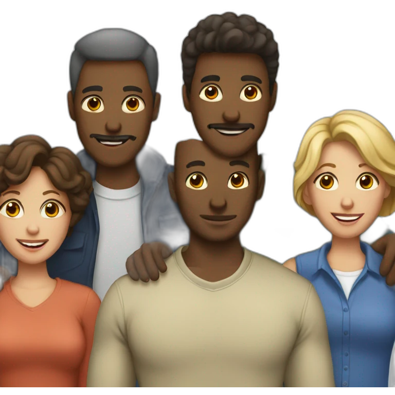 Family 7 people three men three women emoji