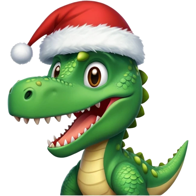 Dinosaurio con gorro de navidad  emoji