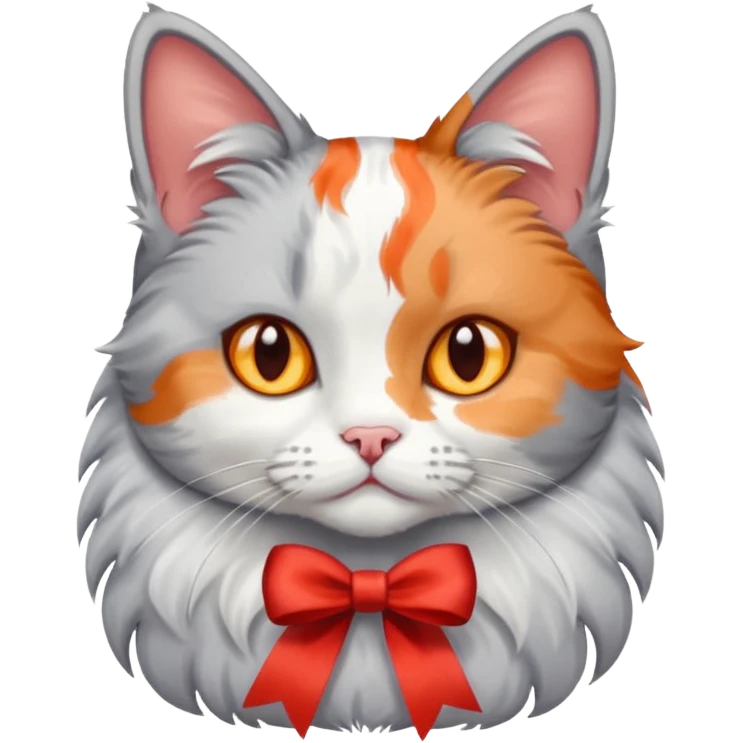 Dilute calico cat with ribbon emoji