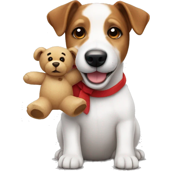 a jack russel with a teddy bear emoji