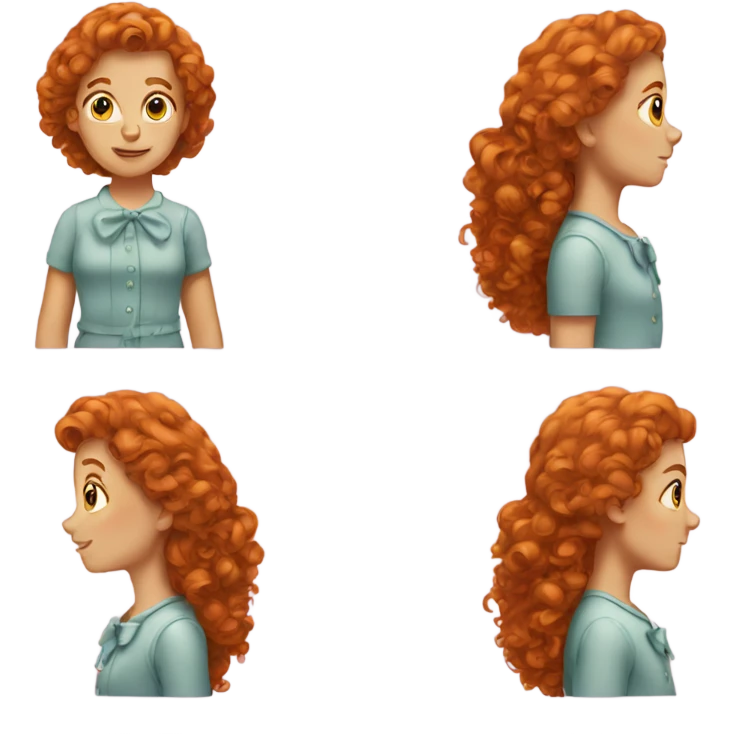 Ginger girl with curly hair and bow emoji
