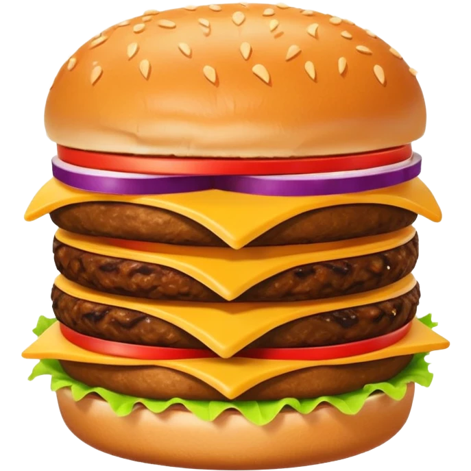 A clean and simple icon of fast food in emoji-style illustration. A burger with fries, nuggets and shawarma, bright and bold colors, simple shapes, flat design, high contrast, inviting and appetizing. emoji