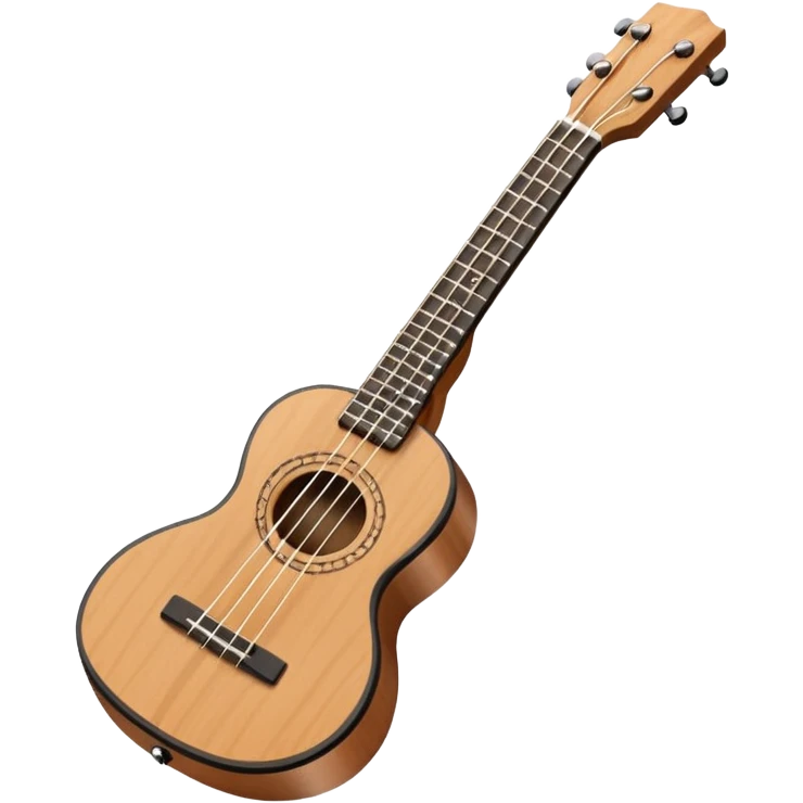 Minimalistic flat vector icon, iOS style, thin black contour on white background. Small ukulele guitar with four strings. Clean, no text, no shadows emoji