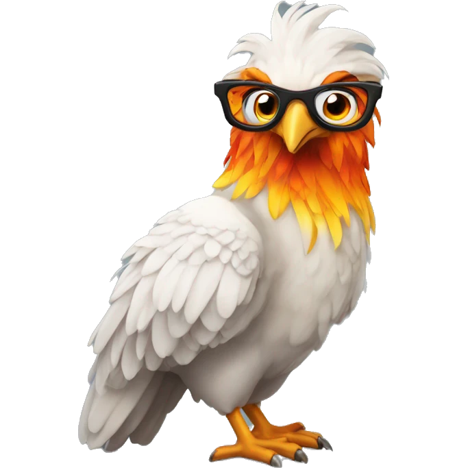 un oiseau phoenix avec des lunettes emoji
