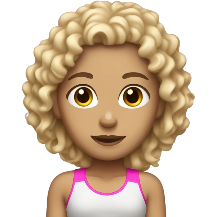 Brunette girl with blonde curly hair who does gym emoji