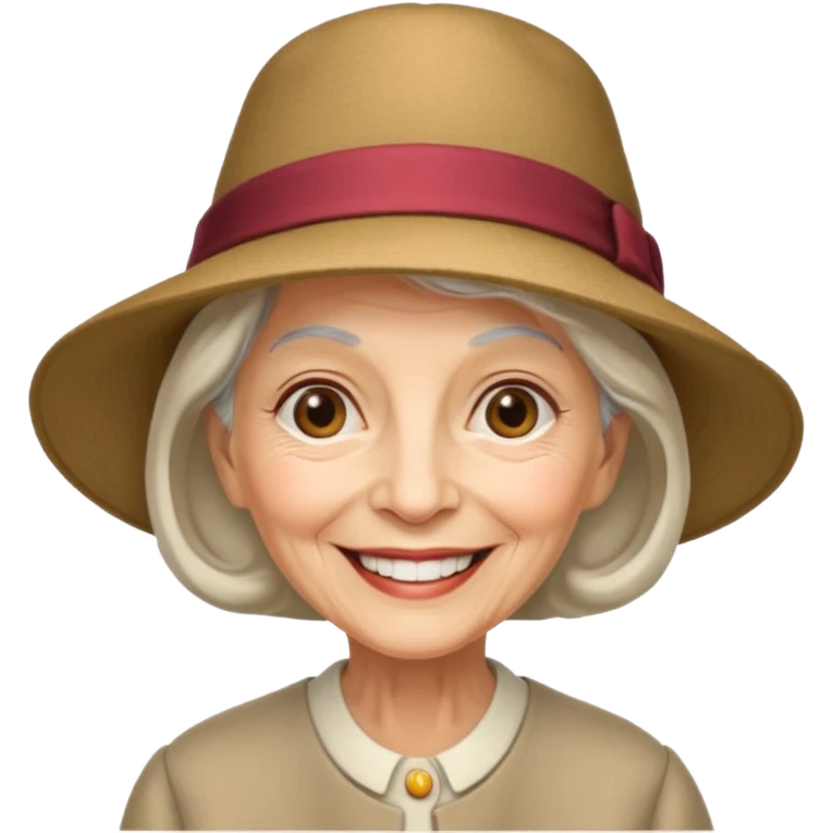 elderly woman with hat emoji