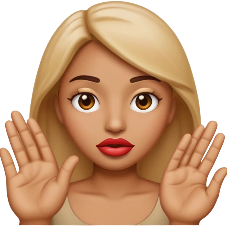 I want an emoji with big lips and hands with an judging vibe emoji