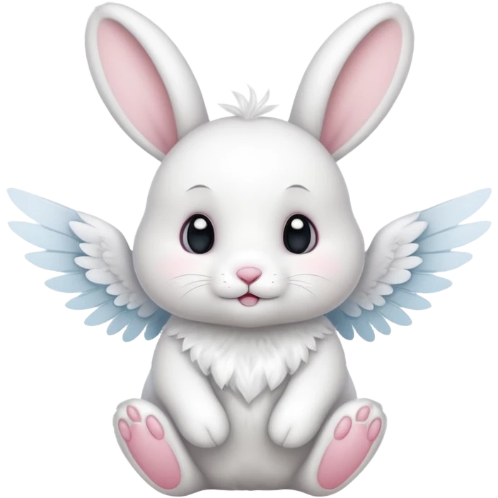 White bunny with wings and with cristals emoji