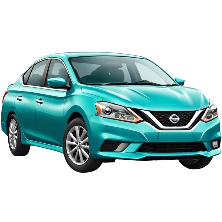 Greenish blue Nissan Sentra zooming on the road  emoji