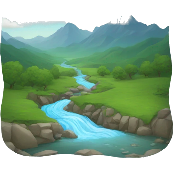 water stream and mountains emoji