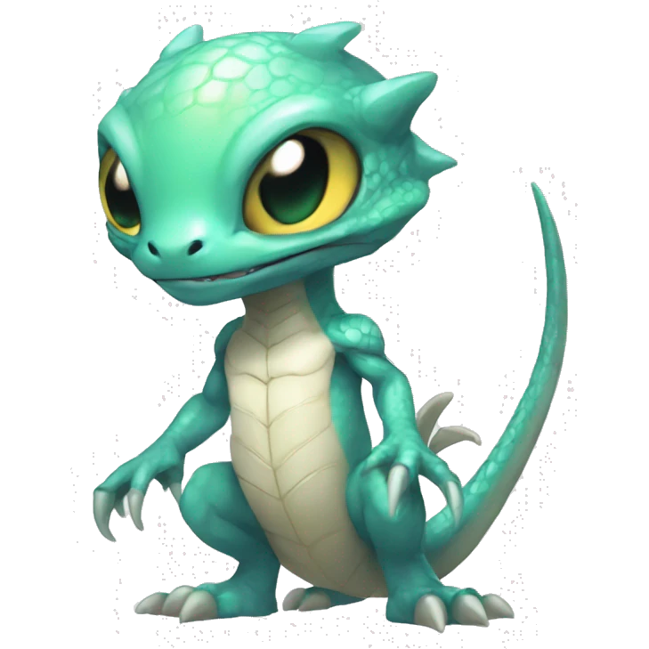 Chibi, White, Anthro-Sona-Lizard-Alien-Fakémon, Full Body emoji