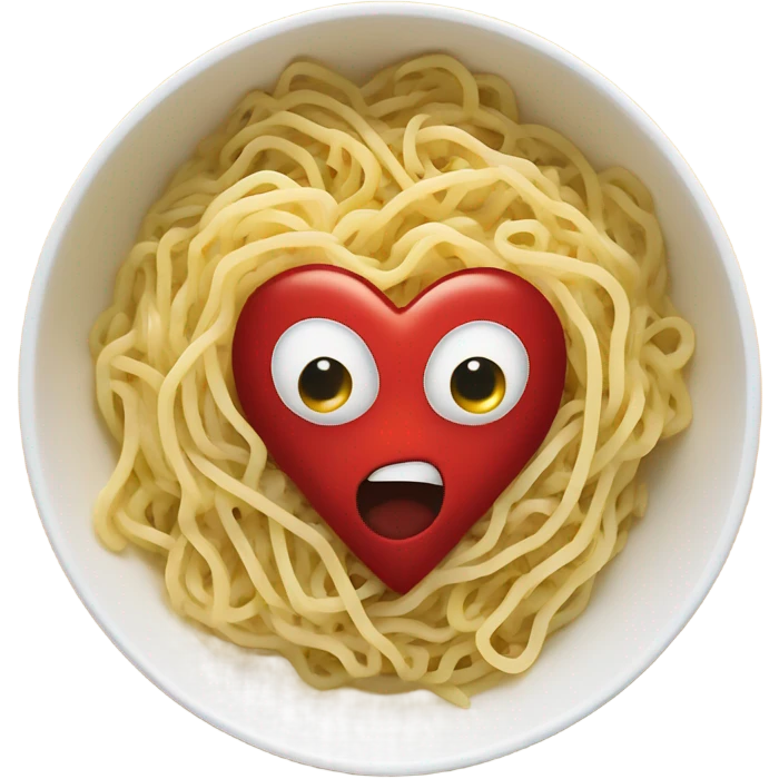 Heart-shape in a bowl of noodles emoji