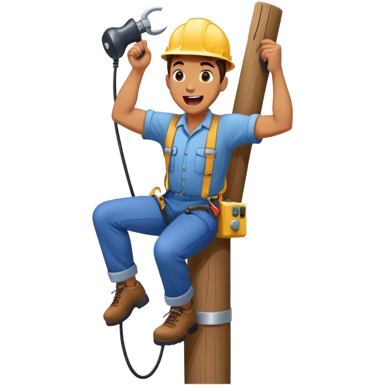 Электрик залез на опору и кричит Ура!!!  emoji