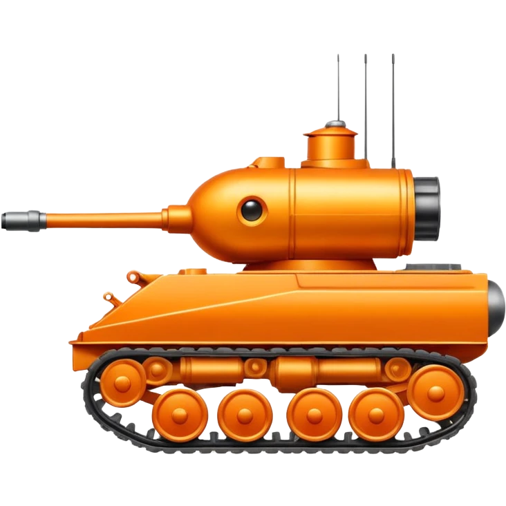 goldfish operating a small cartoon army tank, iOS emoji style emoji