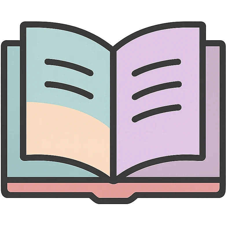 open book, realistic and detailed, with detailed shadows and highlights, soft lighting, thin clean outlines, pastel palette #98B5BC, #B5B3C1, #C9A3C9, #E4C0CA, #F7DCD1, #F7C0AA, transparent background, no decorative elements emoji