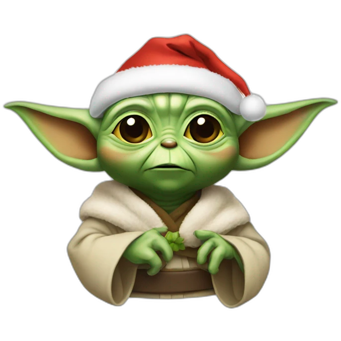 Yoda wearing a Christmas hat  emoji