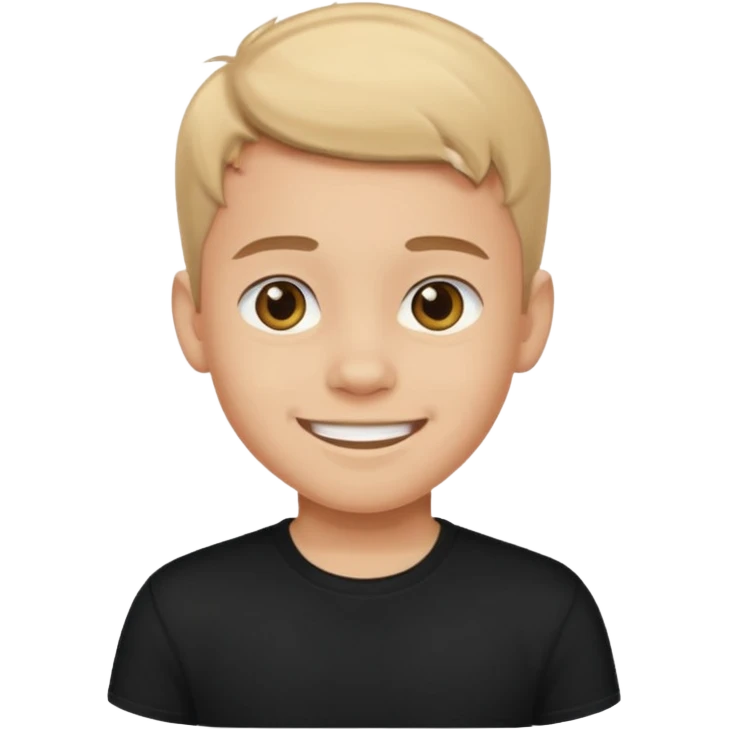 smiling boy in black shirt emoji
