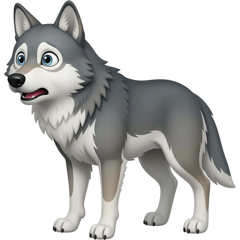 lobo de pie asustado pero que tenga 2 patas emoji
