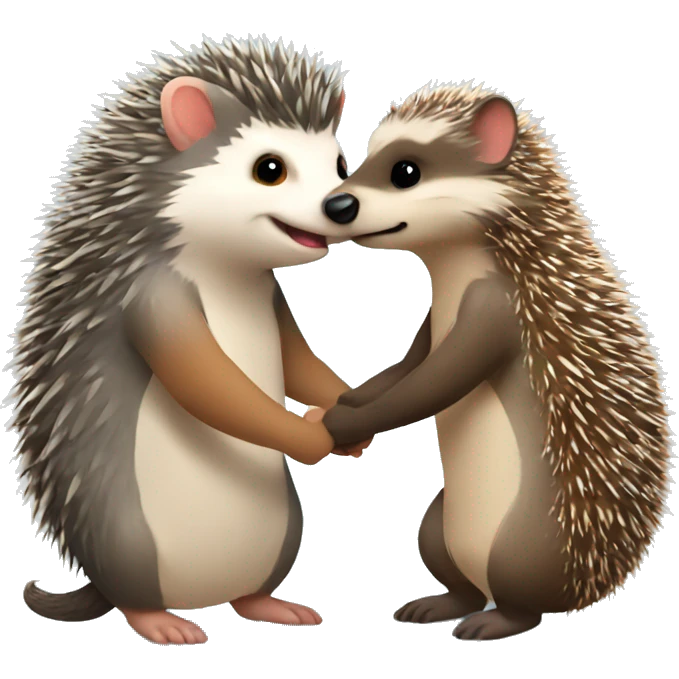 hedgehog and ferret holding hands emoji